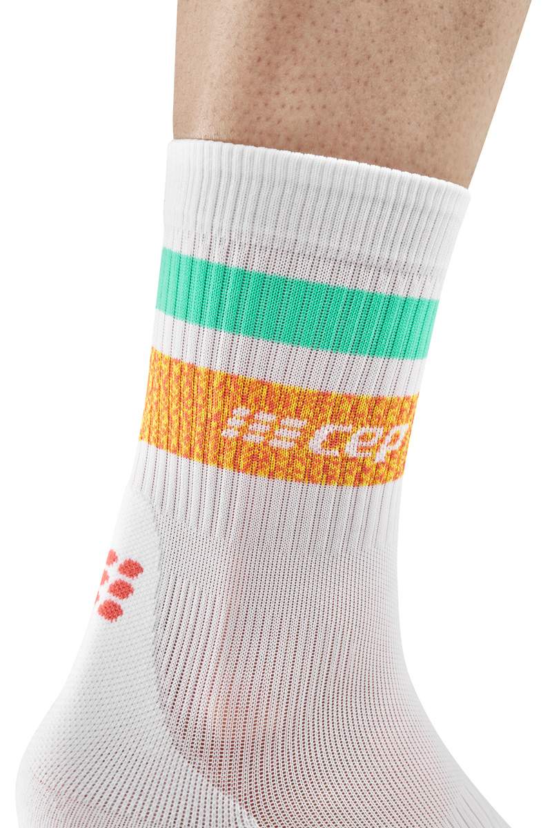 CEP Men's Miami Vibes 80's Socks Mid Cut - White/Orange&Mint