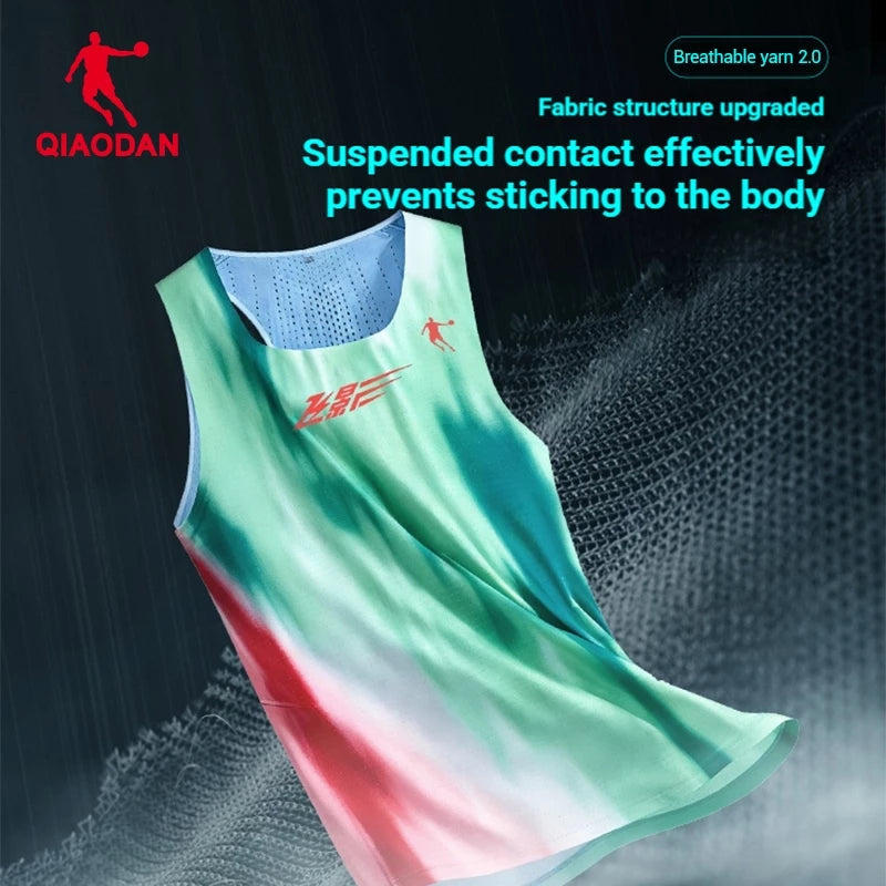 Qiaodan Men's Capless Vest - Ice Lake Green Print