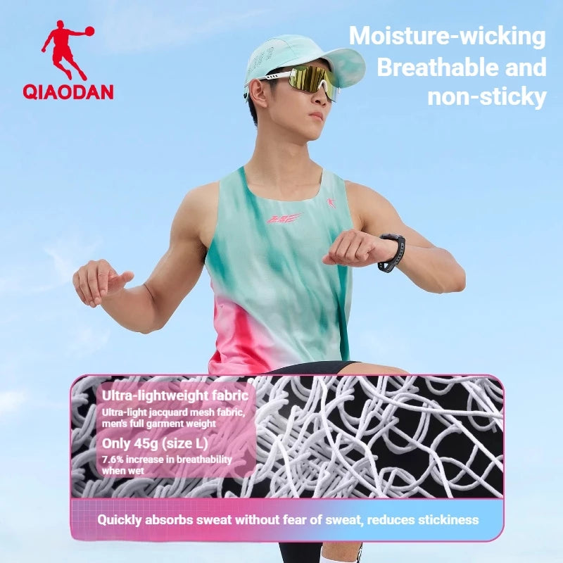 Qiaodan Men's Capless Vest - Ice Lake Green Print