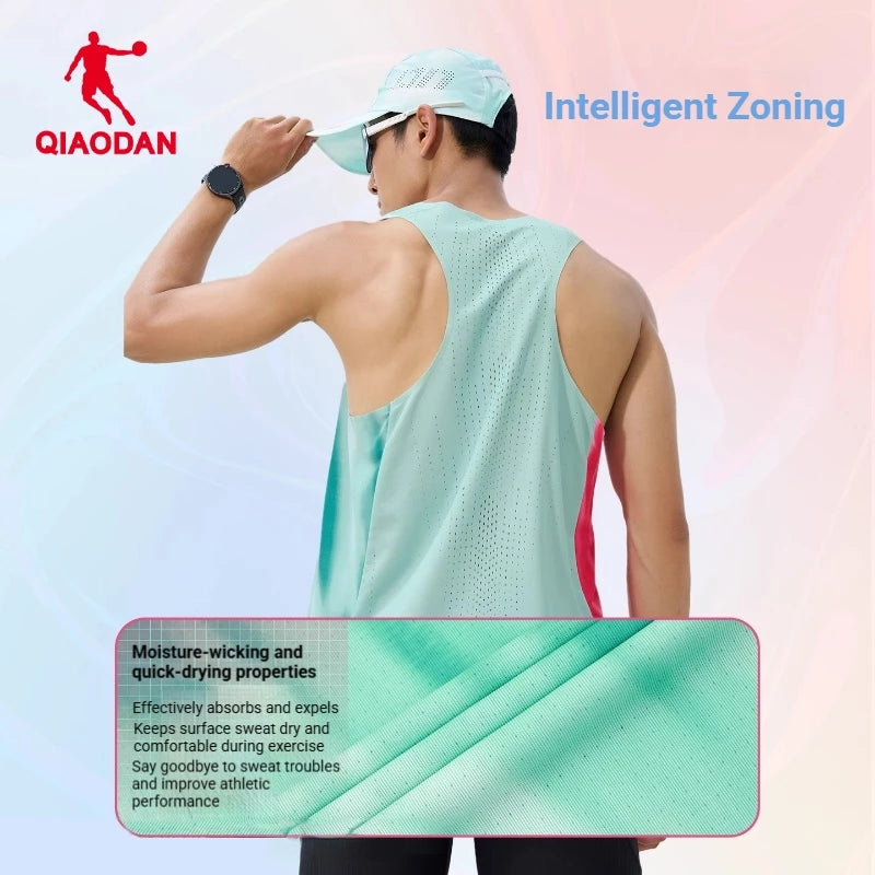 Qiaodan Men's Capless Vest - Ice Lake Green Print