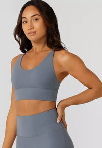 Lorna Jane Lotus Longline Sports Bra - Powder Grey