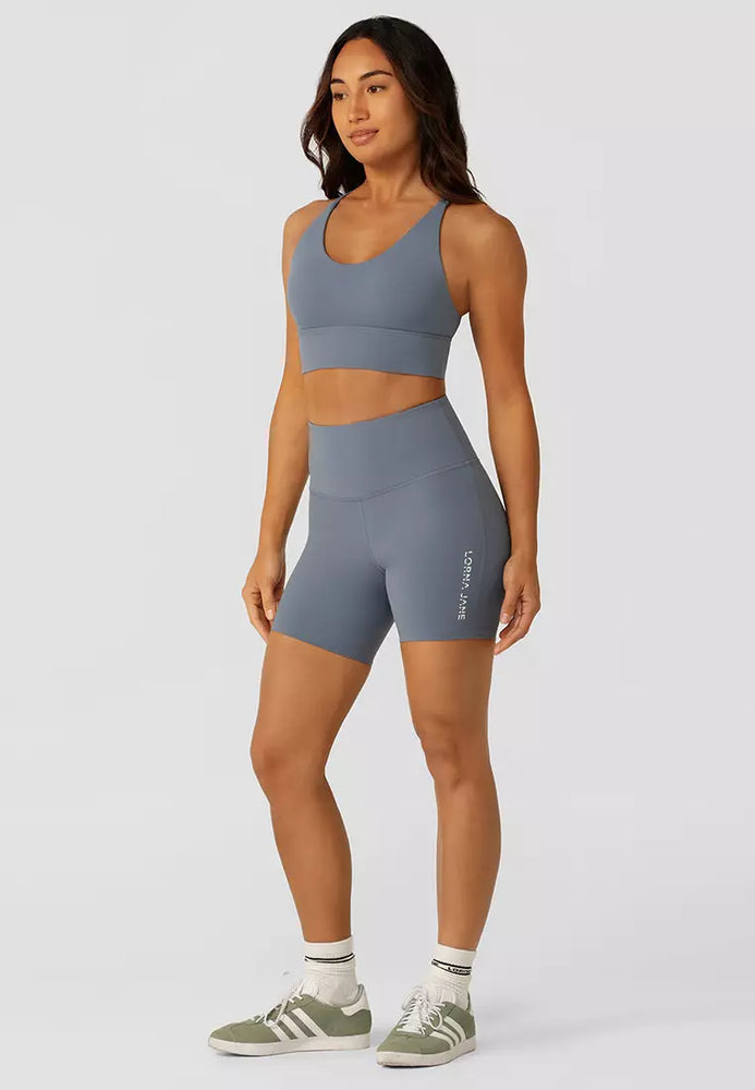 Lorna Jane Lotus Longline Sports Bra - Powder Grey