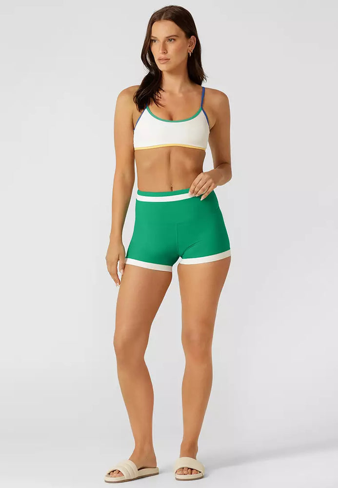 Lorna Jane Retro Swim 9cm Bike Shorts - Sea Glass