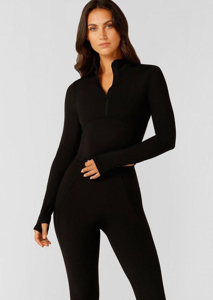 Lorna Jane All Star Active Cropped 1/2 Zip - Black