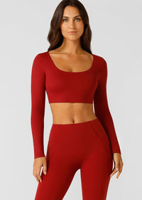 Lorna Jane Long Sleeve Bra Tank Combo - Cherry