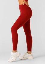 Lorna Jane Sculpt And Support No Ride Ankle Biter Leggings - Cherry
