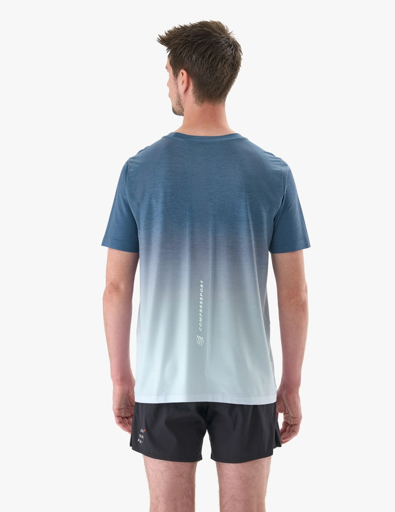 Compressport Men's Performance SS Tshirt - Poseidon/Ice Flow