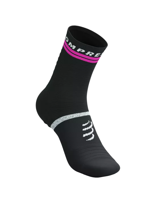 Compressport Unisex's Pro Marathon Sock v2.0 - Black/Safe Yellow/Neo Pink