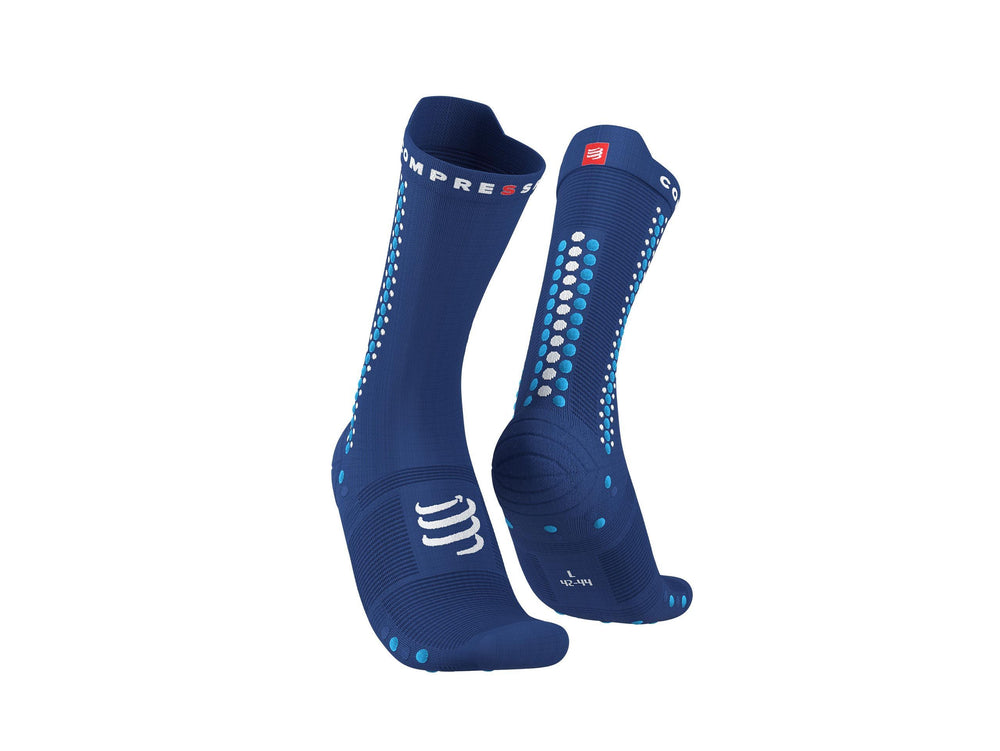 Compressport Unisex's Pro Racing Socks v4.0 Bike - Sodalite/Fluo Blue