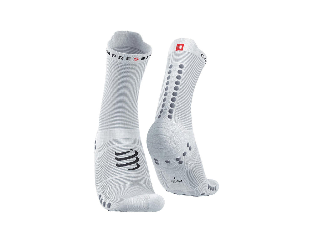 Compressport Unisex's Pro Racing Socks v4.0 Run High - White/Alloy