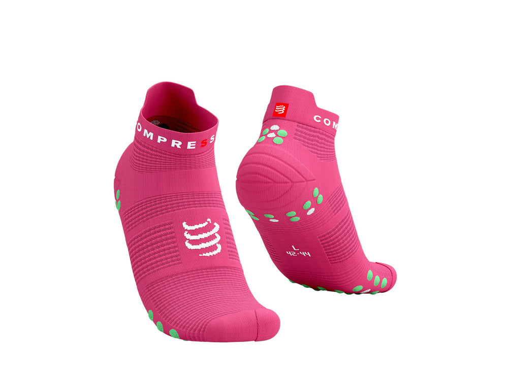 Compressport Unisex's Pro Racing Socks v4.0 Run Low - Hot Pink/Summer Green