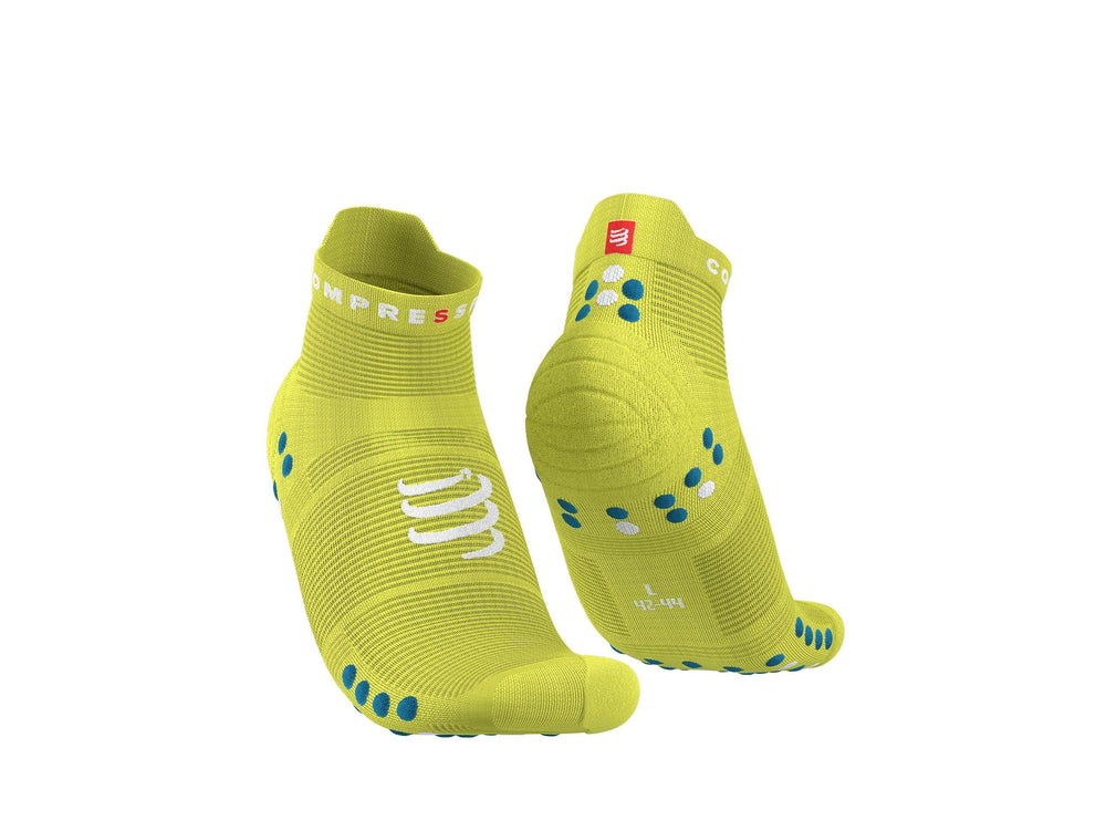 Compressport Unisex's Pro Racing Socks v4.0 Run Low - Primerose/Fjord Blue