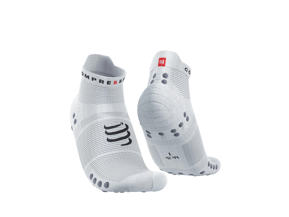 Compressport Unisex's Pro Racing Socks v4.0 Run Low - White/Alloy