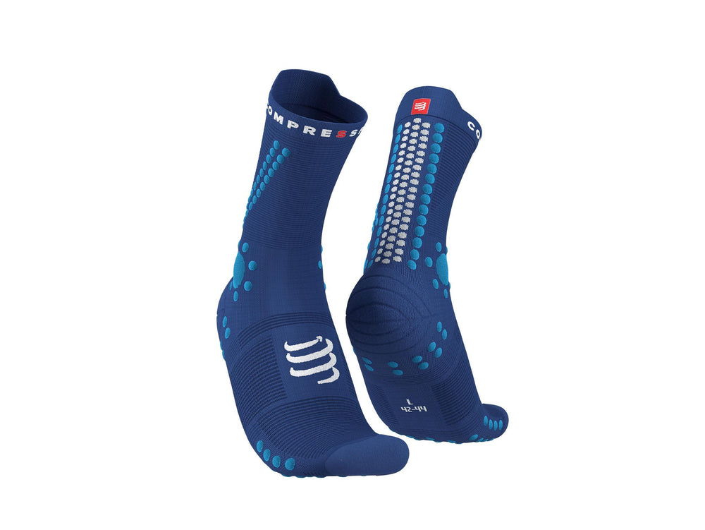 Compressport Unisex's Pro Racing Socks v4.0 Trail - Sodalite/Fluo Blue