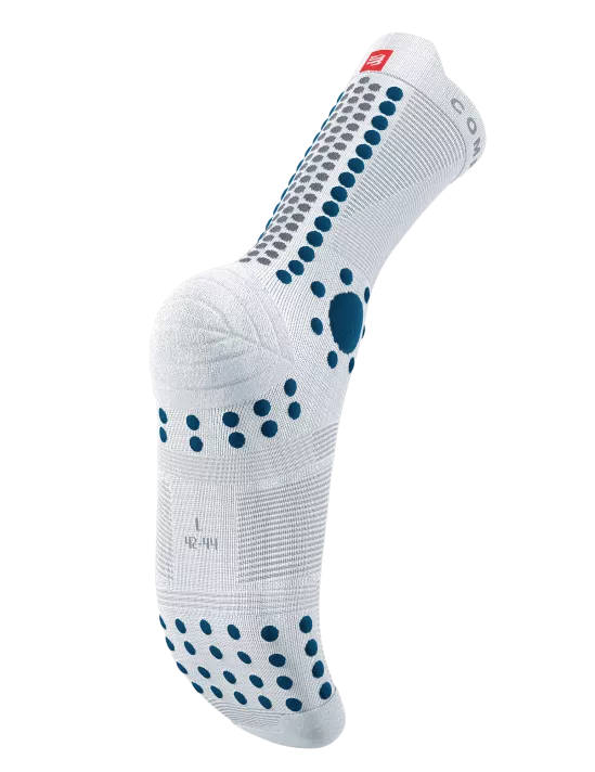 Compressport Unisex's Pro Racing Socks v4.0 Trail - White/Fjord Blue