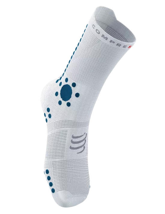 Compressport Unisex's Pro Racing Socks v4.0 Trail - White/Fjord Blue