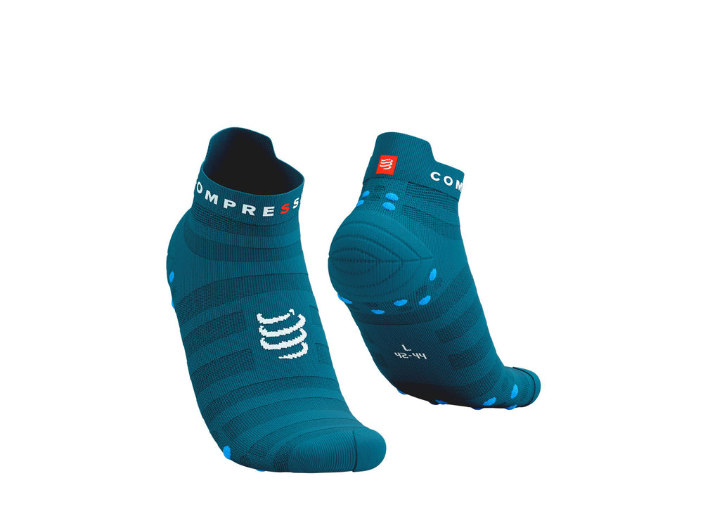 Compressport Unisex's Pro Racing Socks v4.0 Run Low - Spruce/Hawaiian Ocean