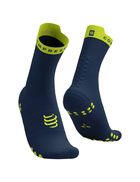 Compressport Unisex's Pro Racing Socks v4.0 Run High - Blues/Green Sheen