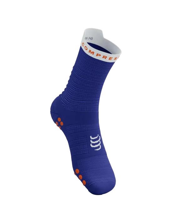 Compressport Unisex's Pro Racing Socks v4.0 Run High - Dazz Blue/White