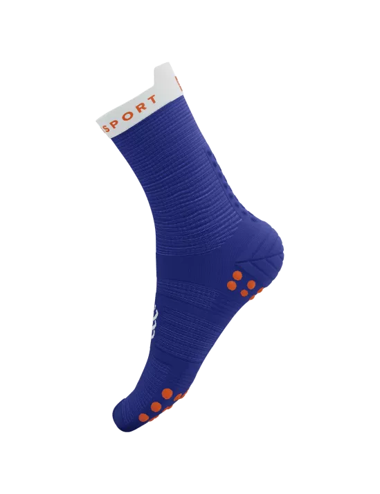 Compressport Unisex's Pro Racing Socks v4.0 Run High - Dazz Blue/White