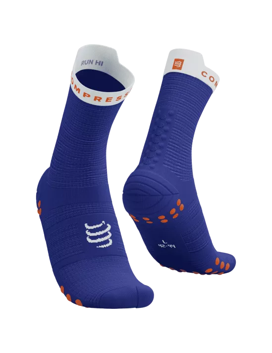 Compressport Unisex's Pro Racing Socks v4.0 Run High - Dazz Blue/White