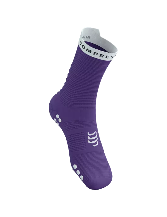 Compressport Unisex's Pro Racing Socks v4.0 Run High - Royal Lilac/White