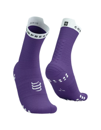 Compressport Unisex's Pro Racing Socks v4.0 Run High - Royal Lilac/White