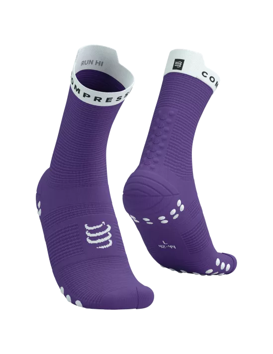 Compressport Unisex's Pro Racing Socks v4.0 Run High - Royal Lilac/White