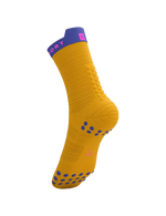 Compressport Unisex's Pro Racing Socks v4.0 Run High - Saffron/Dazz Blue