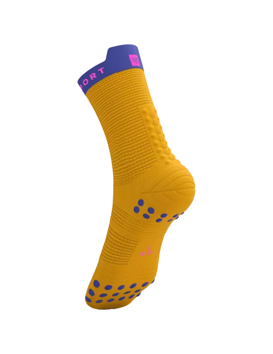 Compressport Unisex's Pro Racing Socks v4.0 Run High - Saffron/Dazz Blue