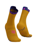 Compressport Unisex's Pro Racing Socks v4.0 Run High - Saffron/Dazz Blue