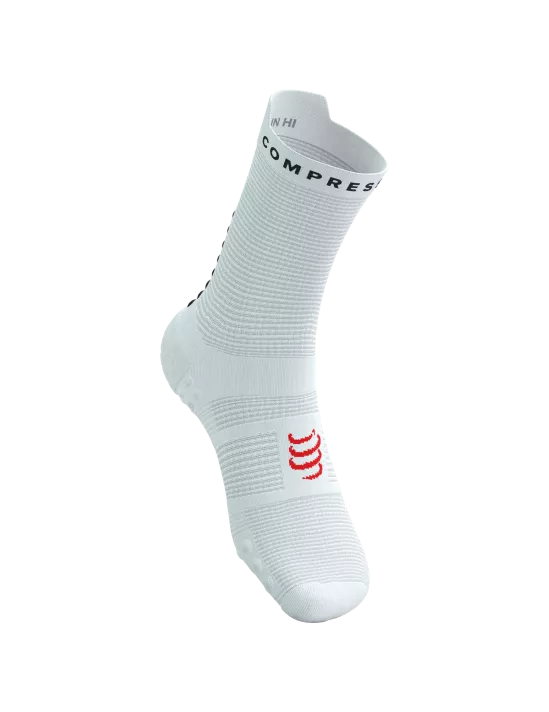 Compressport Unisex's Pro Racing Socks v4.0 Run High - White/Black