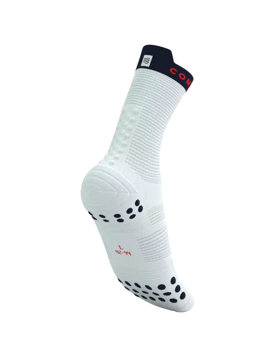 Compressport Unisex's Pro Racing Socks v4.0 Run High - White/Blues
