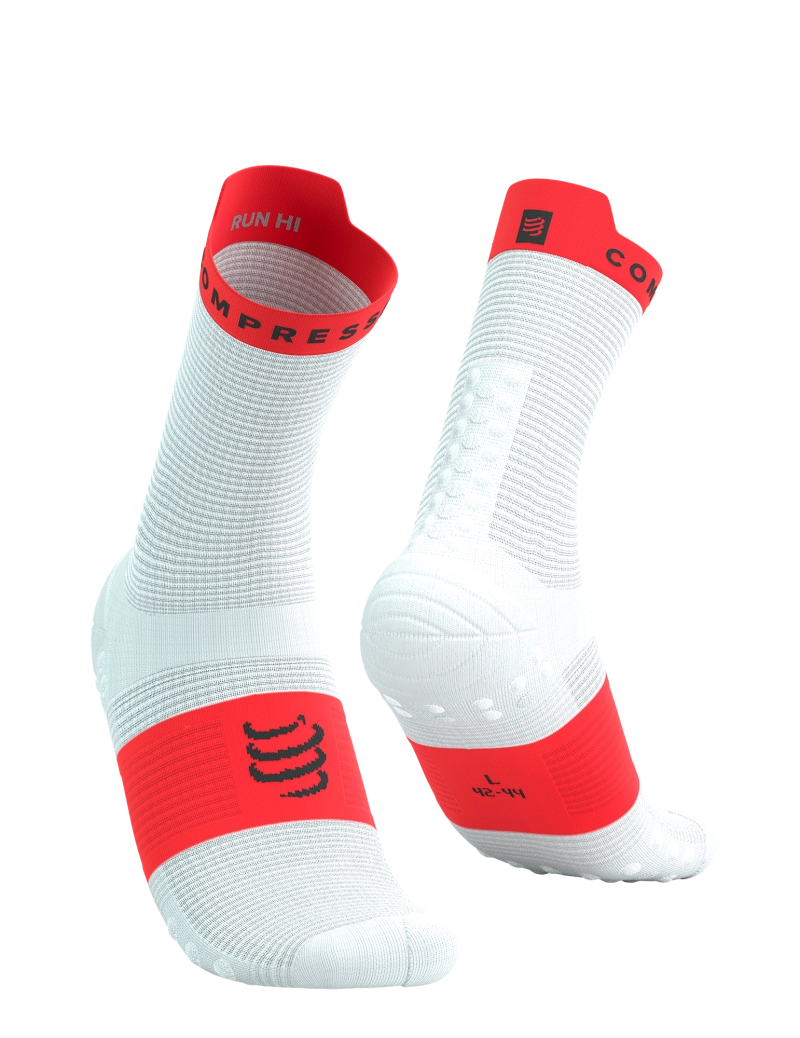 Compressport Unisex's Pro Racing Socks v4.0 Run High - White/Fluo Red