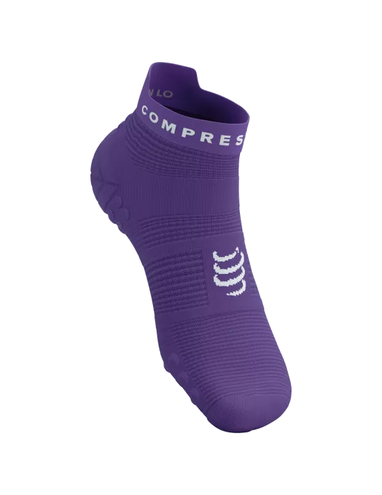 Compressport Unisex's Pro Racing Socks v4.0 Run Low - Royal Lilac/White