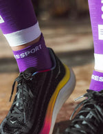 Compressport Unisex's Pro Racing Socks v4.0 Run Low - Royal Lilac/White