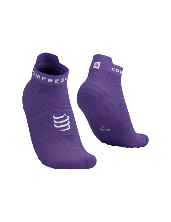 Compressport Unisex's Pro Racing Socks v4.0 Run Low - Royal Lilac/White