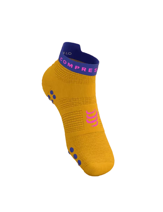 Compressport Unisex's Pro Racing Socks v4.0 Run Low - Saffron/Dazz Blue