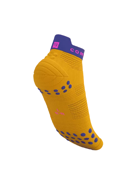 Compressport Unisex's Pro Racing Socks v4.0 Run Low - Saffron/Dazz Blue