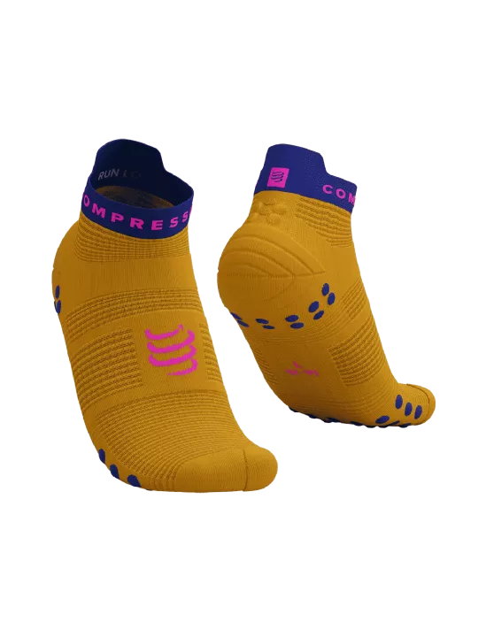 Compressport Unisex's Pro Racing Socks v4.0 Run Low - Saffron/Dazz Blue