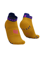 Compressport Unisex's Pro Racing Socks v4.0 Run Low - Saffron/Dazz Blue