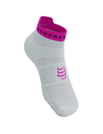 Compressport Unisex's Pro Racing Socks v4.0 Run Low - White/Safe Yellow/Neo Pink