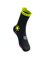 Compressport Unisex's Pro Racing Socks v4.0 Trail - Black/Safe Yellow/Neo Pink