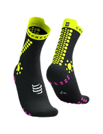 Compressport Unisex's Pro Racing Socks v4.0 Trail - Black/Safe Yellow/Neo Pink