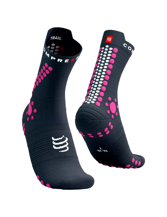 Compressport Unisex's Pro Racing Socks V4.0 Trail - Magnet/Magenta