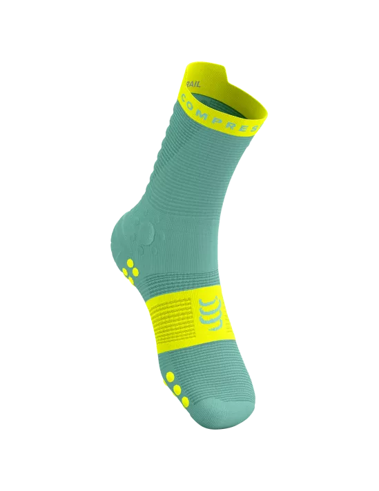 Compressport Unisex's Pro Racing Socks v4.0 Trail - Shell Blue/Safe Yellow