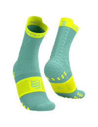 Compressport Unisex's Pro Racing Socks v4.0 Trail - Shell Blue/Safe Yellow