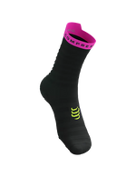 Compressport Unisex's Pro Racing Socks v4.0 Ultralight Run High - Black/Safe Yellow/Neo Pink