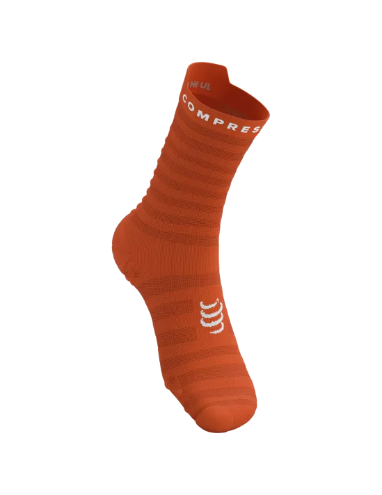 Compressport Unisex's Pro Racing Socks v4.0 Ultralight Run High - Fire/White