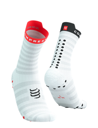 Compressport Unisex's Pro Racing Socks v4.0 Ultralight Run High - White/Fluo Red/Black